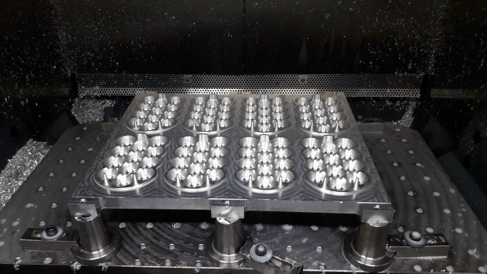 Milled workpiece clamped in a machining fixture