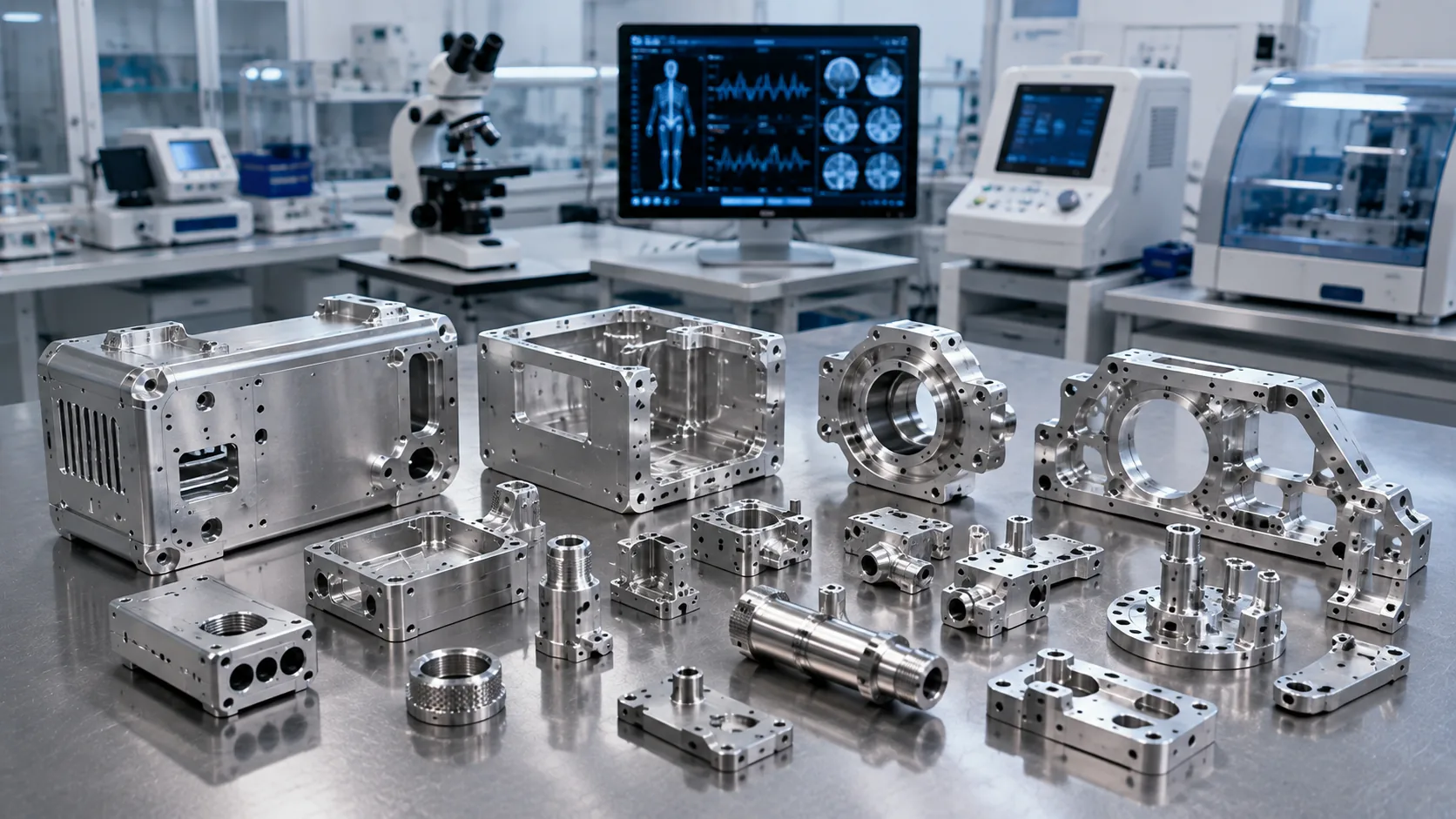 Precision machined parts in a medical equipment laboratory