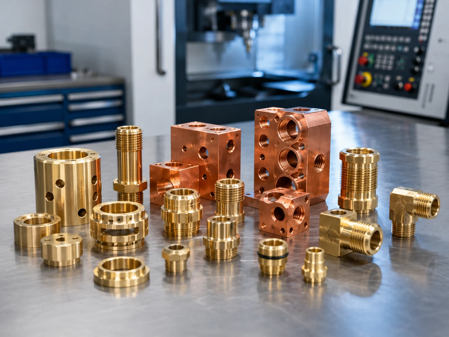 Brass and copper machined components