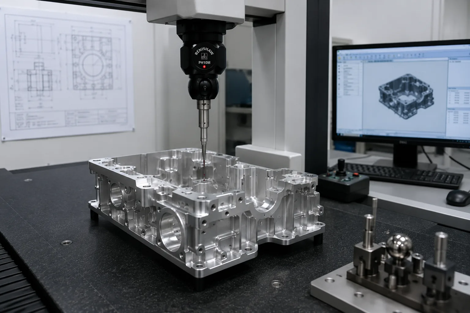 Coordinate measuring machine verifying dimensional accuracy