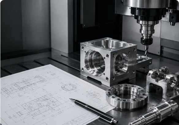 Machined parts, engineering drawings and CNC equipment